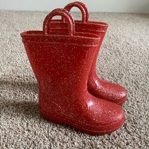 Red Glitter Rain Boots